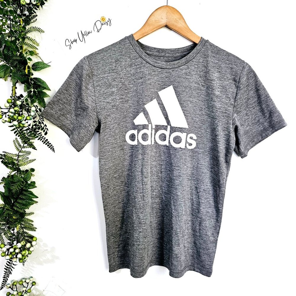 Adidas Gray T-Shirt M Youth 10/12‎ Crew Neck Short Sleeve ~SS140.4